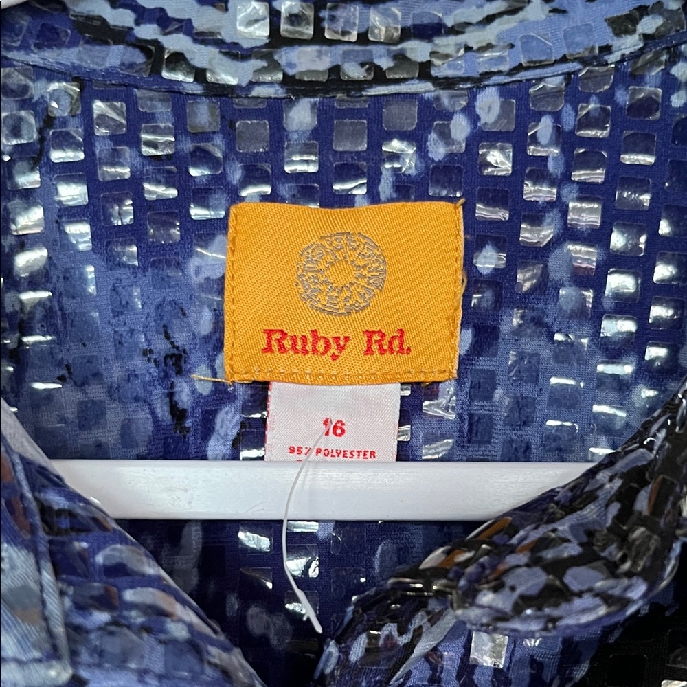 Ruby Rd Blue Abstract Print Stretch Jacket Size 1… - image 4